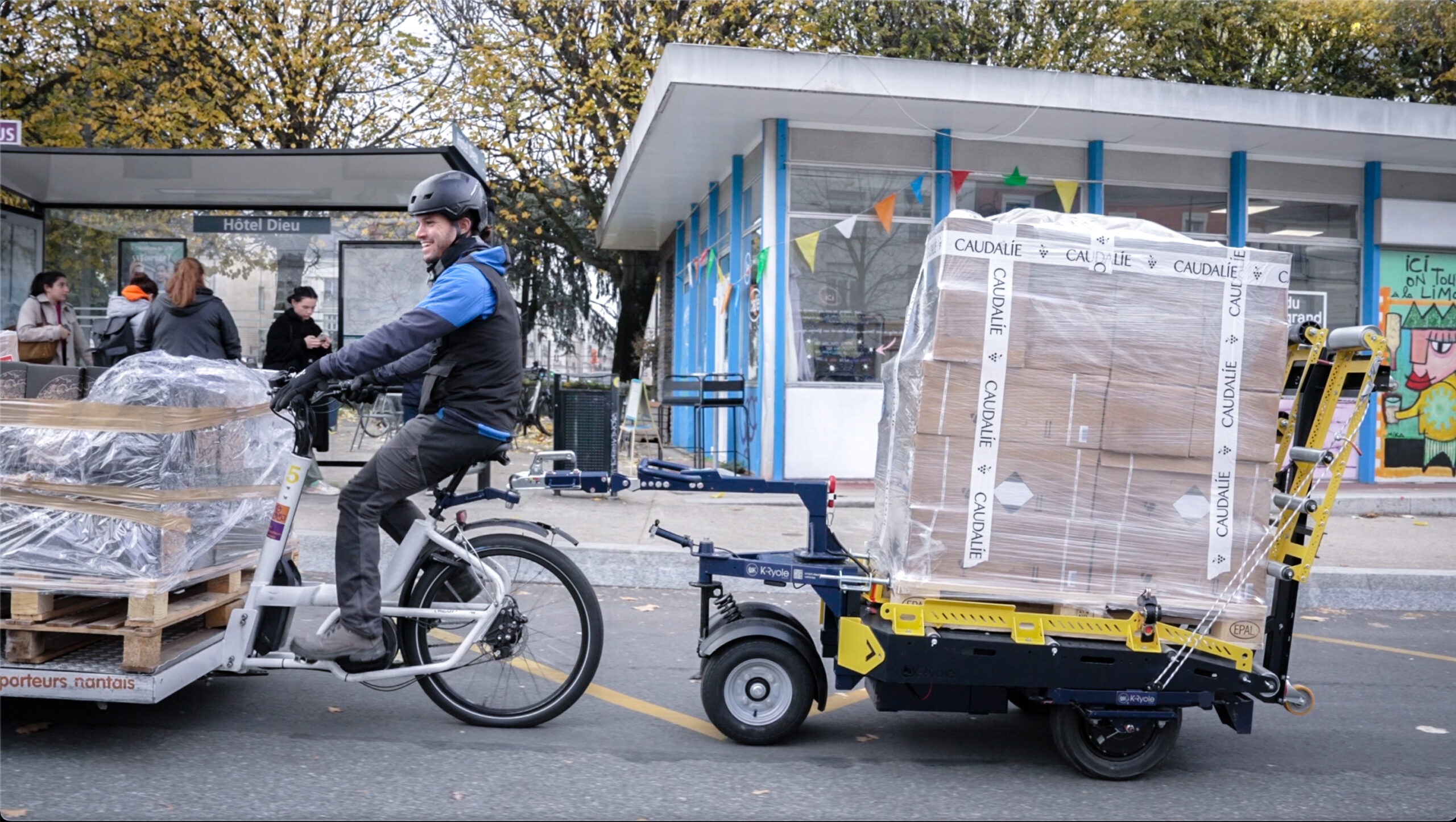 livraison à vélo en K-Ryole porte palette